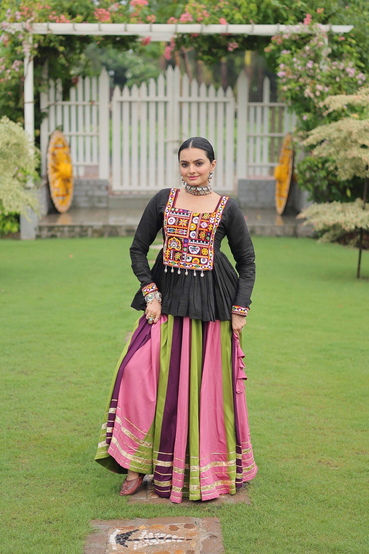 Lorenvalley Fashion Multicolor Rayon with Attractive Gota-Patti Lace Lehenga Choli | Grocsy