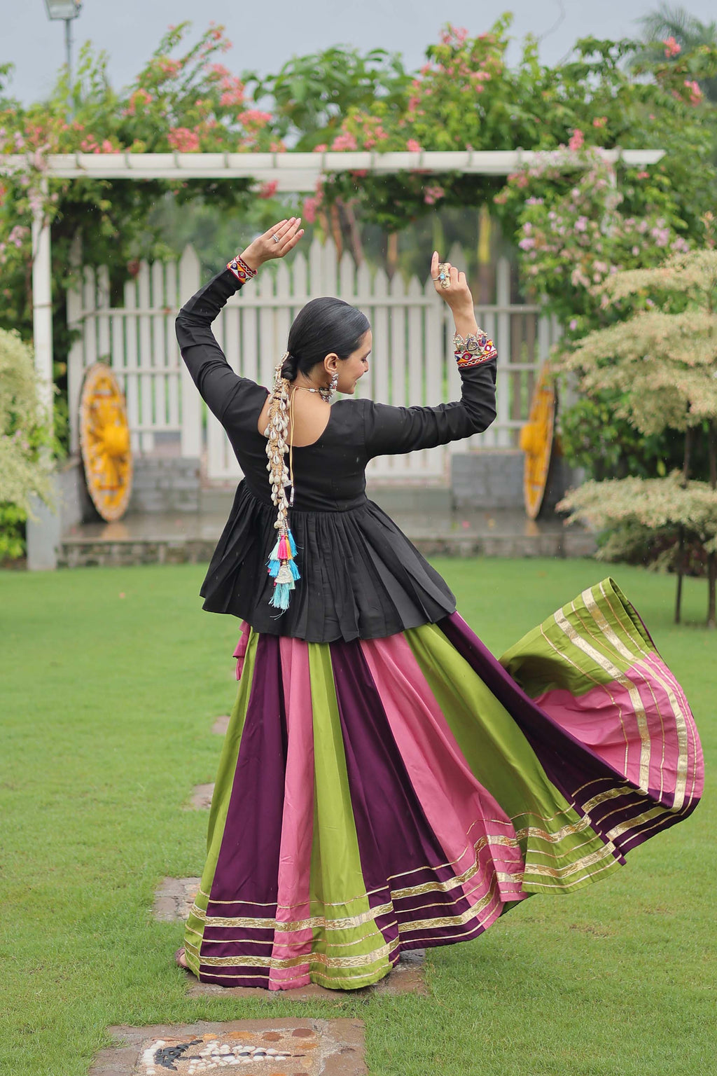 Lorenvalley Fashion Multicolor Rayon with Attractive Gota-Patti Lace Lehenga Choli | Grocsy
