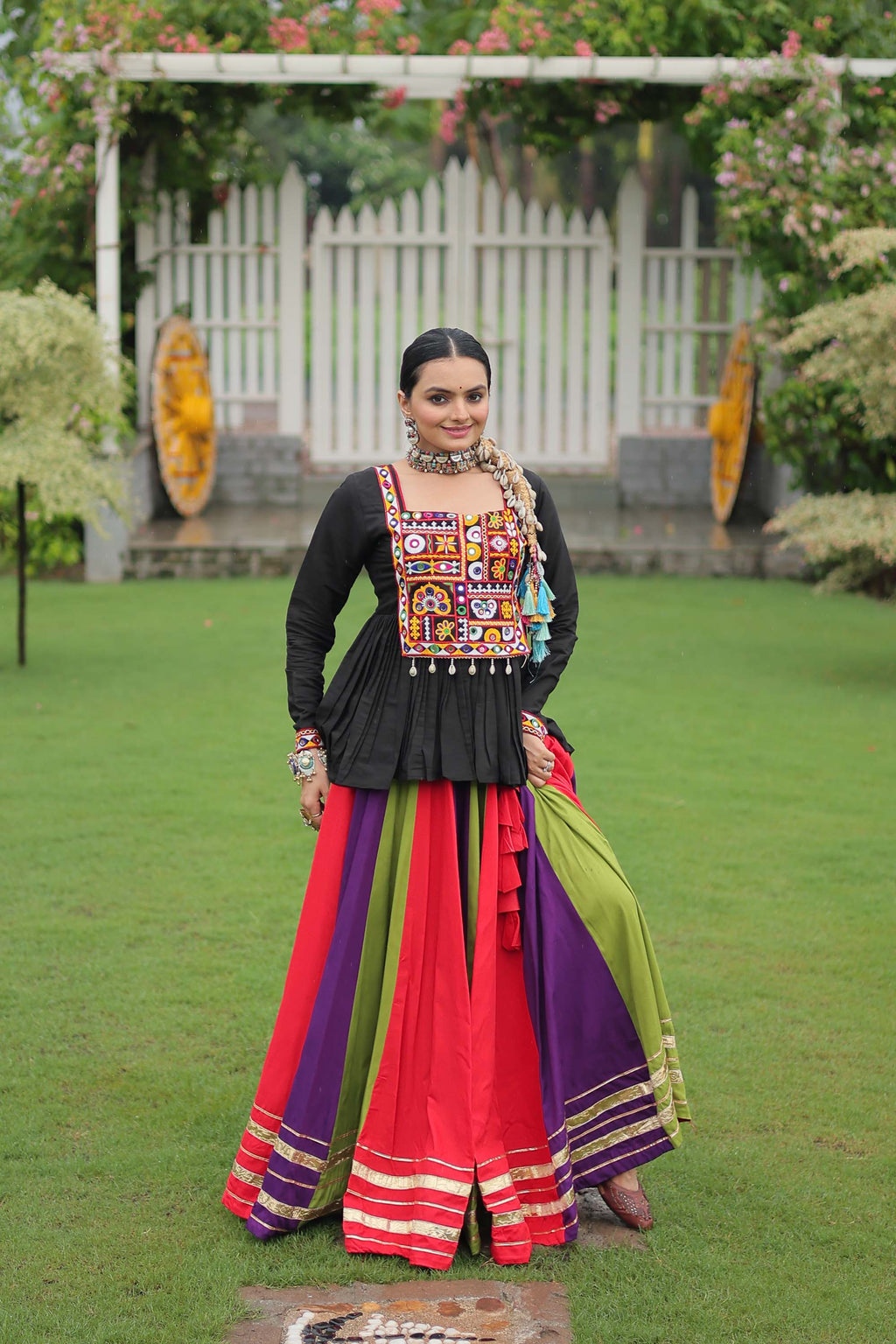 Lorenvalley Fashion Multicolor Rayon with Attractive Gota-Patti Lace Lehenga Choli | Grocsy