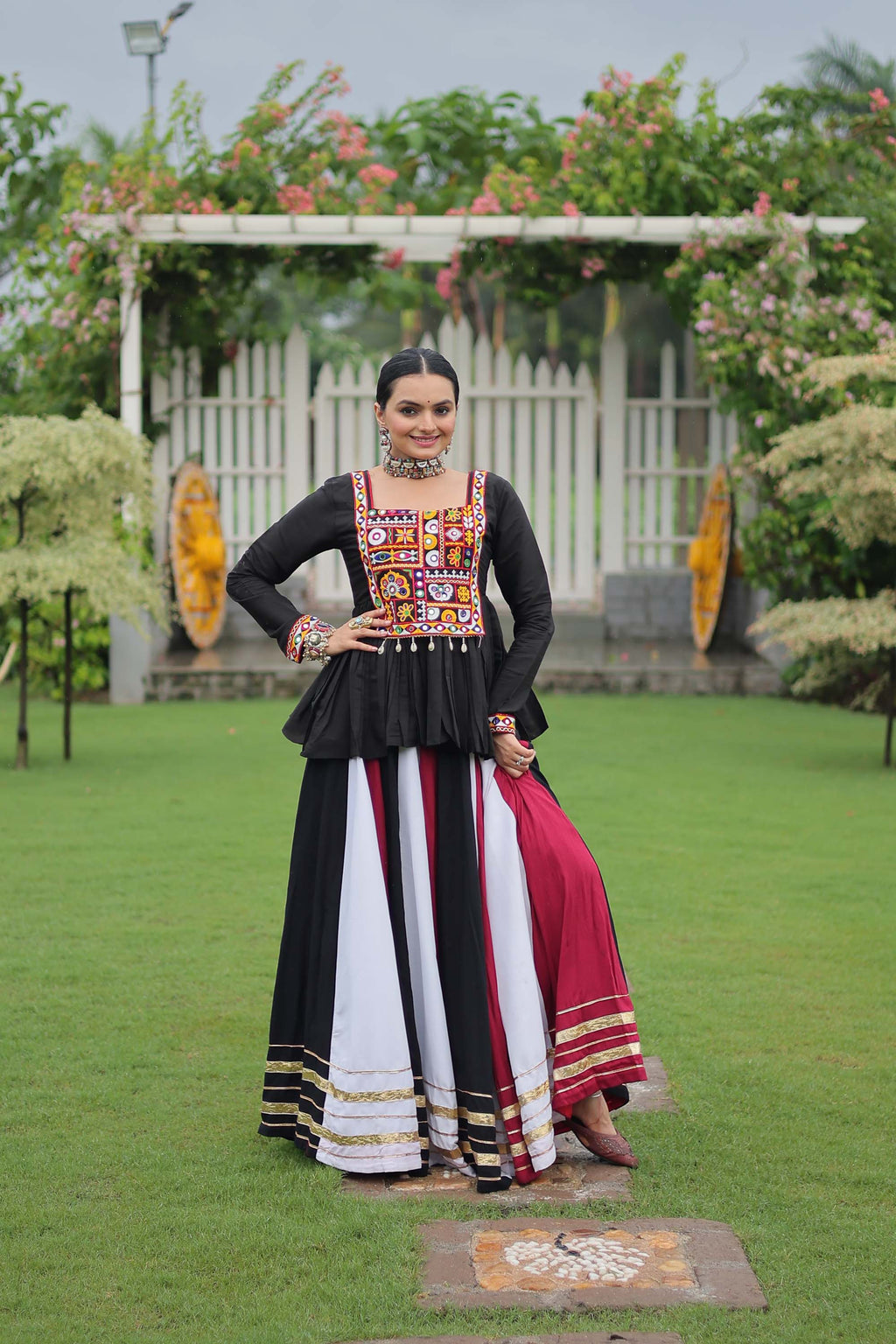 Lorenvalley Fashion Multicolor Rayon with Attractive Gota-Patti Lace Lehenga Choli | Grocsy