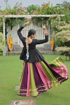 Prazu Fashion Black Reyon Attractive Gota-Patti Lace Lehenga With Top For Navaratri | Grocsy