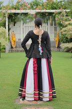 Prazu Fashion Black Reyon Attractive Gota-Patti Lace Lehenga With Top For Navaratri | Grocsy