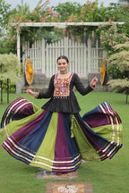 Prazu Fashion Black Reyon Attractive Gota-Patti Lace Lehenga With Top For Navaratri | Grocsy