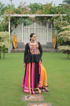 Prazu Fashion Black Reyon Attractive Gota-Patti Lace Lehenga With Top For Navaratri | Grocsy
