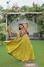 Lorenvalley Fashion Parotgreen Roman Silk with Attractive Gota-Patti Lace Lehenga Choli | Grocsy