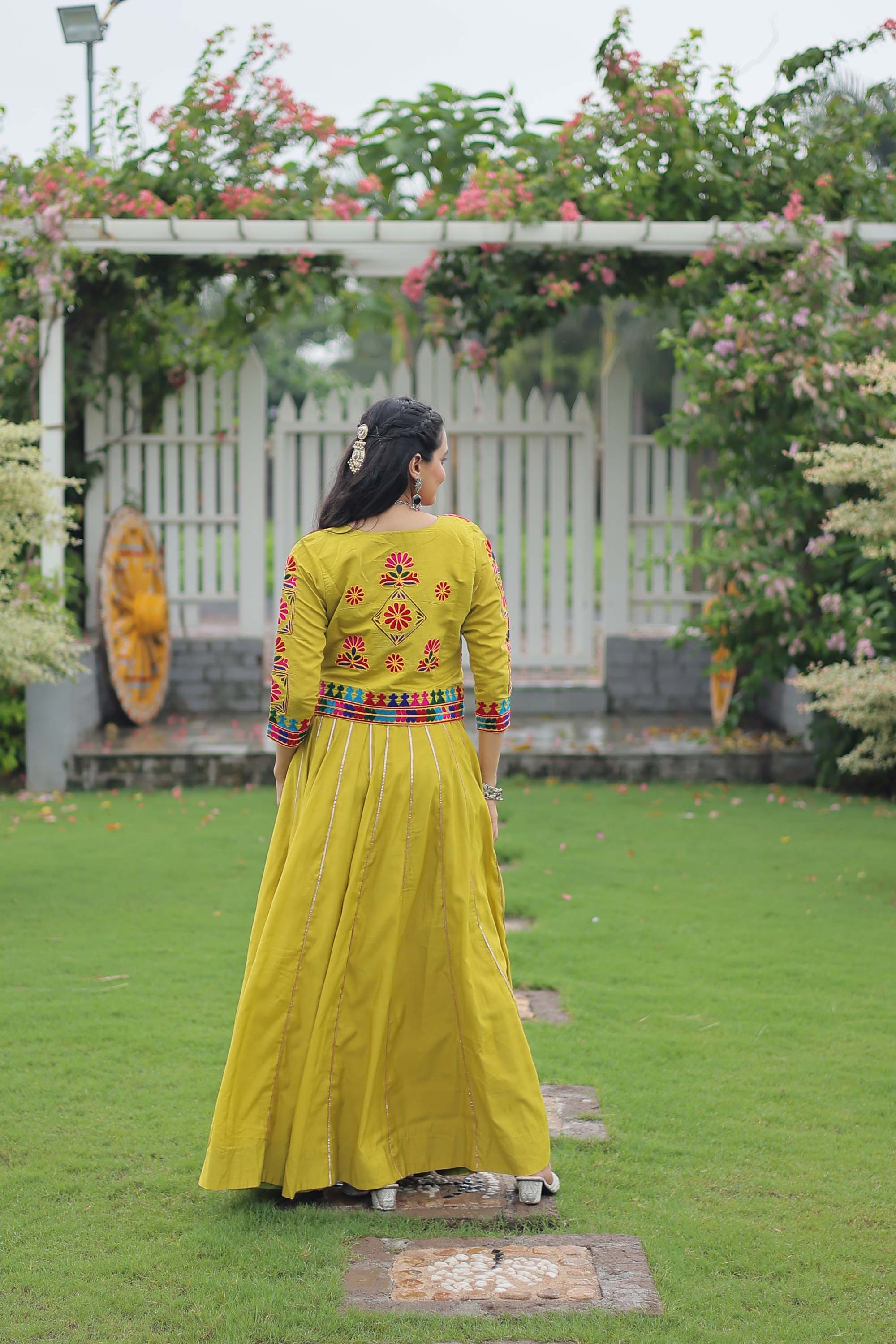 Lorenvalley Fashion Parotgreen Roman Silk with Attractive Gota-Patti Lace Lehenga Choli | Grocsy