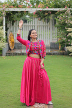 Lorenvalley Fashion Pink Roman Silk with Attractive Gota-Patti Lace Lehenga Choli | Grocsy