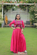 Lorenvalley Fashion Pink Roman Silk with Attractive Gota-Patti Lace Lehenga Choli | Grocsy