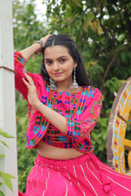 Lorenvalley Fashion Pink Roman Silk with Attractive Gota-Patti Lace Lehenga Choli | Grocsy