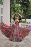 Lorenvalley Fashion Multicolor Cotton Print with With Gotta lace Work Lehenga Choli | Grocsy