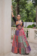 Lorenvalley Fashion Multicolor Cotton Print with With Gotta lace Work Lehenga Choli | Grocsy