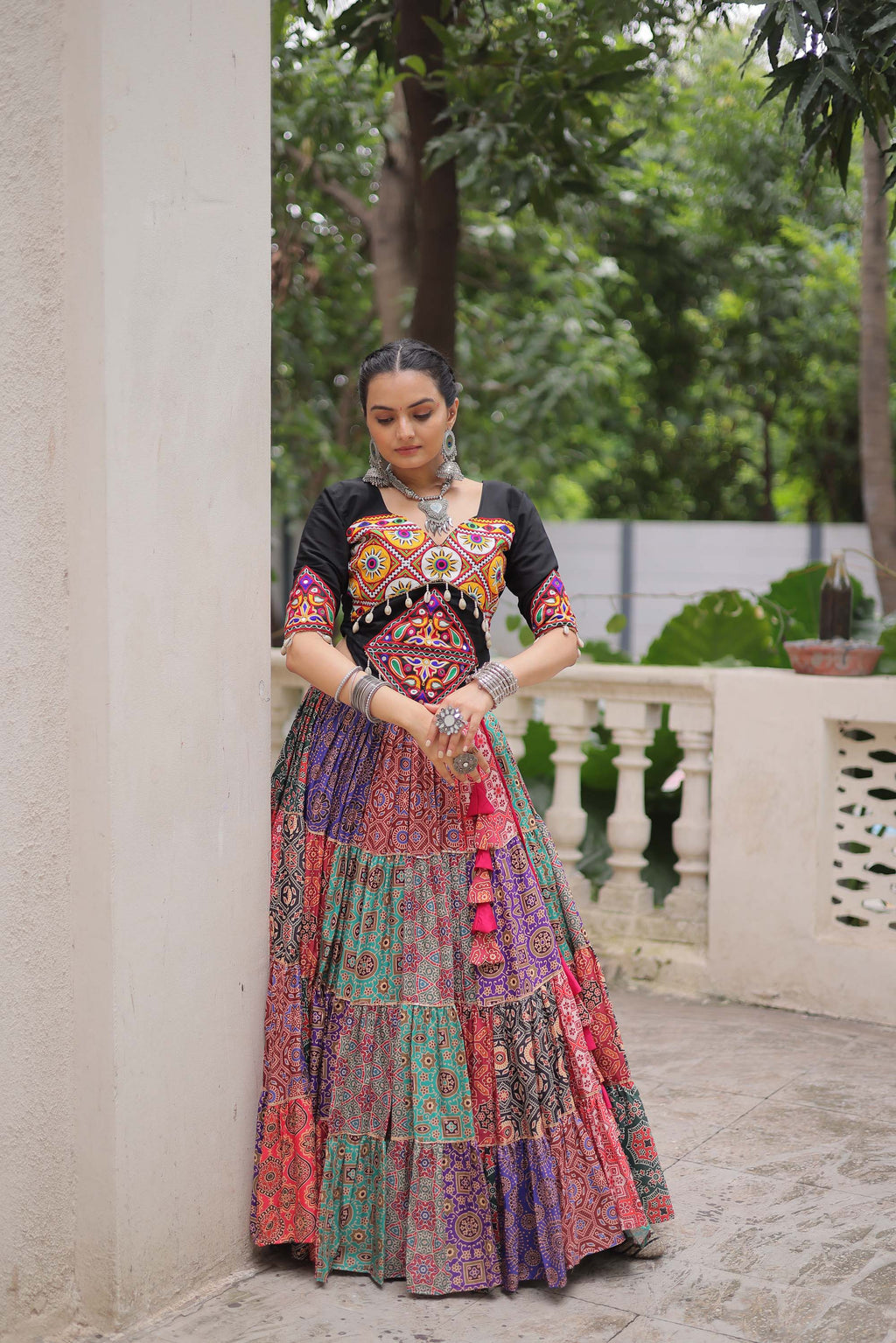 Lorenvalley Fashion Multicolor Cotton Print with With Gotta lace Work Lehenga Choli | Grocsy