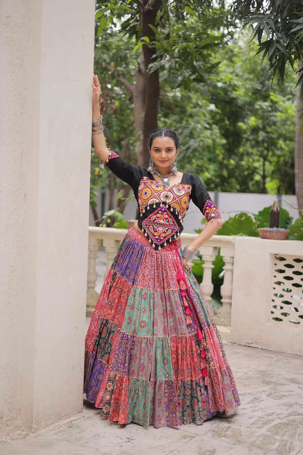 Lorenvalley Fashion Multicolor Cotton Print with With Gotta lace Work Lehenga Choli | Grocsy
