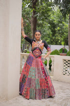 Lorenvalley Fashion Multicolor Cotton Print with With Gotta lace Work Lehenga Choli | Grocsy