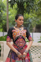 Prazu Fashion Black Kutchi Gamthi Embroidered Codi Lace Work Lehenga For Navratri | Grocsy