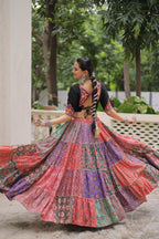 Prazu Fashion Black Kutchi Gamthi Embroidered Codi Lace Work Lehenga For Navratri | Grocsy