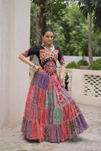 Prazu Fashion Black Kutchi Gamthi Embroidered Codi Lace Work Lehenga For Navratri | Grocsy
