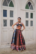 Prazu Fashion Black Georgette Print With Gamthi Work Navratri Lehenga | Grocsy