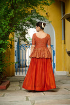 Lorenvalley Fashion Orange Fendy Silk Plain Lehenga with Embroidered work Choli | Grocsy