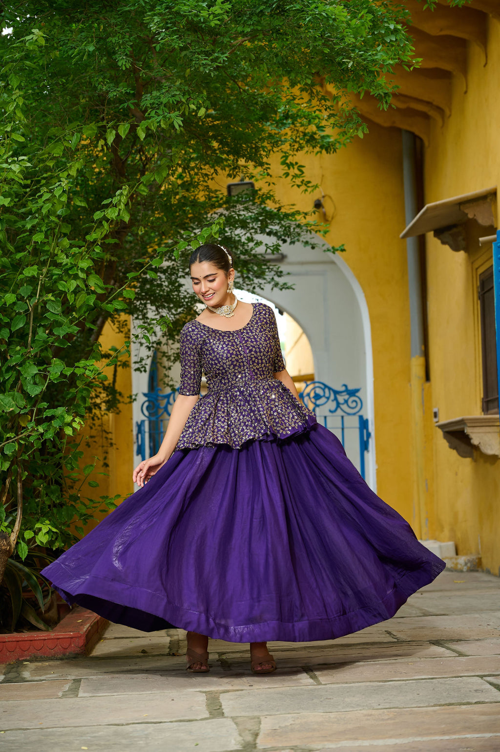 Lorenvalley Fashion Purple Fendy Silk Plain Lehenga with Embroidered work Choli | Grocsy