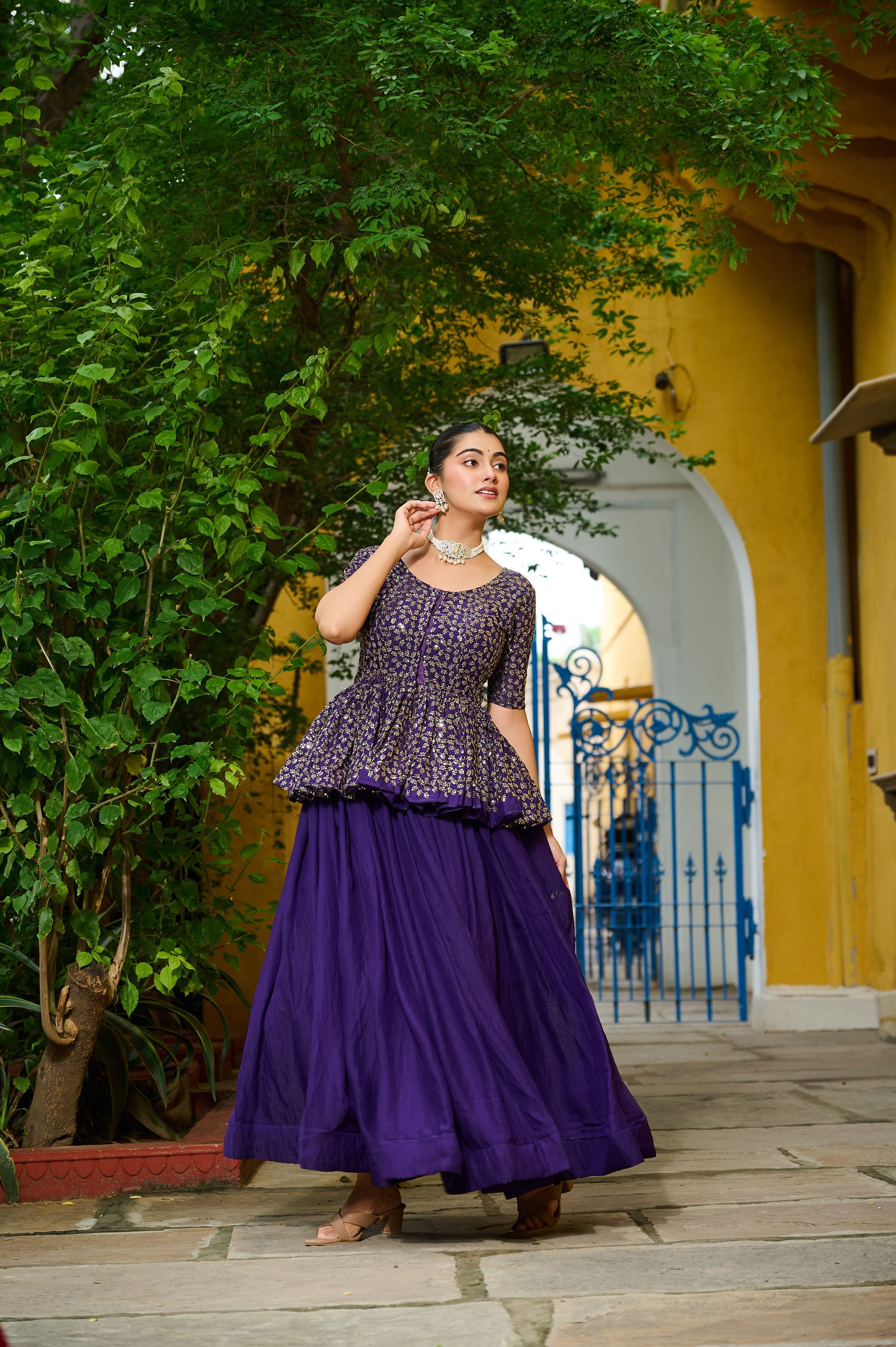 Lorenvalley Fashion Purple Fendy Silk Plain Lehenga with Embroidered work Choli | Grocsy
