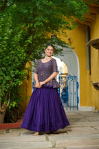 Lorenvalley Fashion Purple Fendy Silk Plain Lehenga with Embroidered work Choli | Grocsy