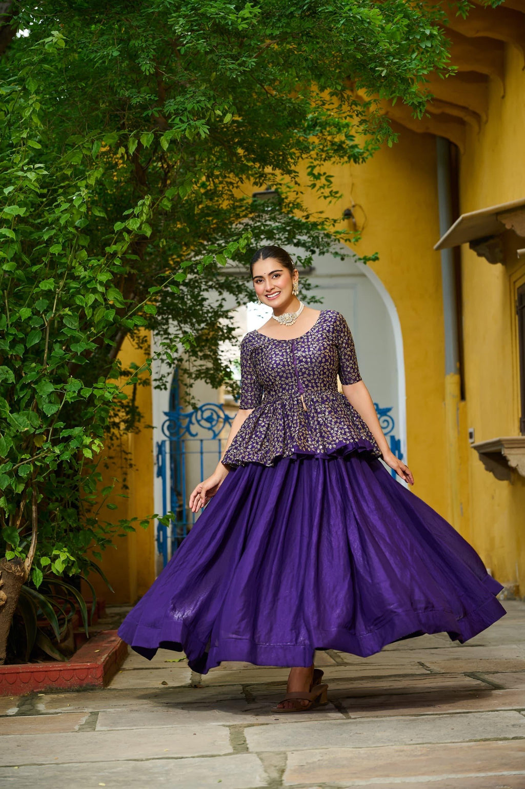 Prazu Fashion Violet Fendy Silk Embroidered Designer Lehenga | Grocsy