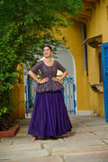 Prazu Fashion Violet Fendy Silk Embroidered Designer Lehenga | Grocsy