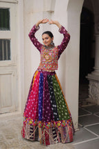 Prazu Fashion Multi Color Georgette With Kutchi Gamthi Work Lehenga For Navratri | Grocsy