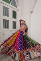 Prazu Fashion Multi Color Georgette With Kutchi Gamthi Work Lehenga For Navratri | Grocsy