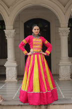 Lorenvalley Fashion Multicolor Roman Silk with attractive combination of Mirror lace embellished work Lehenga Choli | Grocsy