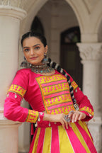 Lorenvalley Fashion Multicolor Roman Silk with attractive combination of Mirror lace embellished work Lehenga Choli | Grocsy