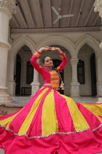 Prazu Fashion Pink Roman With Gamthi Thread Embroidered Work Lehenga For Navratri | Grocsy