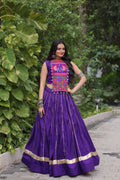 Lorenvalley Fashion Purple Roman Silk with Attractive Gota-Patti Lace Lehenga Choli | Grocsy
