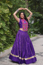 Lorenvalley Fashion Purple Roman Silk with Attractive Gota-Patti Lace Lehenga Choli | Grocsy