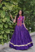 Lorenvalley Fashion Purple Roman Silk with Attractive Gota-Patti Lace Lehenga Choli | Grocsy