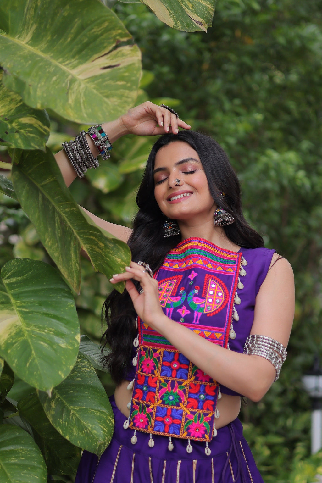 Lorenvalley Fashion Purple Roman Silk with Attractive Gota-Patti Lace Lehenga Choli | Grocsy