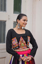 Lorenvalley Fashion Multicolor Roman Silk with Attractive Colour Combination Roman Fabrics Lace work Lehenga Choli | Grocsy