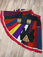 Lorenvalley Fashion Multicolor Roman Silk with Attractive Colour Combination Roman Fabrics Lace work Lehenga Choli | Grocsy