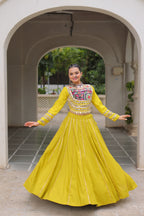 Prazu Fashion Parrot Roman Kutchi Gamthi Embroidered Work Lehenga For Navratri | Grocsy