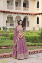 Prazu Fashion Onion Pink Georgette With Sequins & Zari Multi Embroidered Lehenga | Grocsy