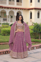 Prazu Fashion Onion Pink Georgette With Sequins & Zari Multi Embroidered Lehenga | Grocsy