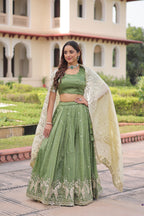 Prazu Fashion Mahendi Gold Crush With Sequins & Zari Embroidered Work Lehenga | Grocsy
