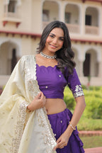 Prazu Fashion Violet Gold Crush With Sequins & Zari Embroidered Work Lehenga | Grocsy