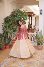 Prazu Fashion Maroon Cosmos Weaving Jacquard Designer Lehenga | Grocsy