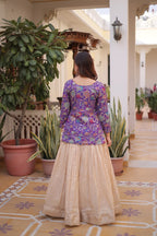 Prazu Fashion Purple Cosmos Weaving Jacquard Designer Lehenga | Grocsy