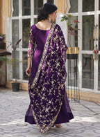 Prazu Fashion Purple Georgette Embroidered Sequence Gown With Dupatta | Grocsy