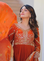Prazu Fashion Fanta Silk Embroidered Gown With Dupatta | Grocsy