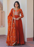 Prazu Fashion Fanta Silk Embroidered Gown With Dupatta | Grocsy