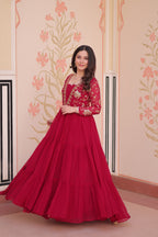 Prazu Fashion Pink Georgette Embroidered Designer Gown | Grocsy